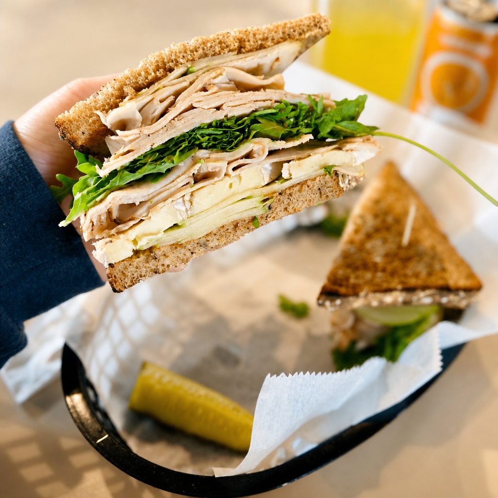 TURKEY APPLE BRIE SANDWICH.