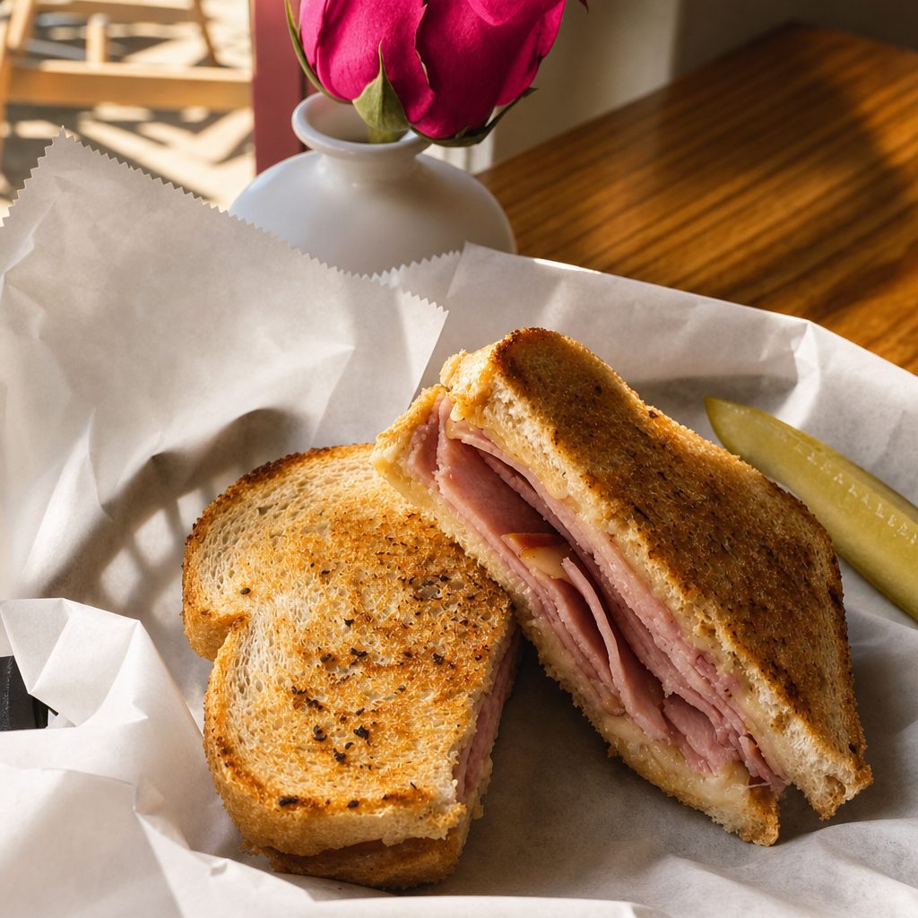 ADULT GRILLED CHEESE WITH HAM.