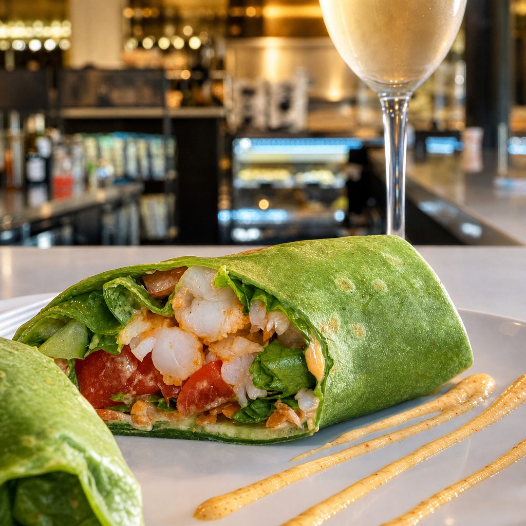 SPICY SHRIMP SPINACH WRAP.