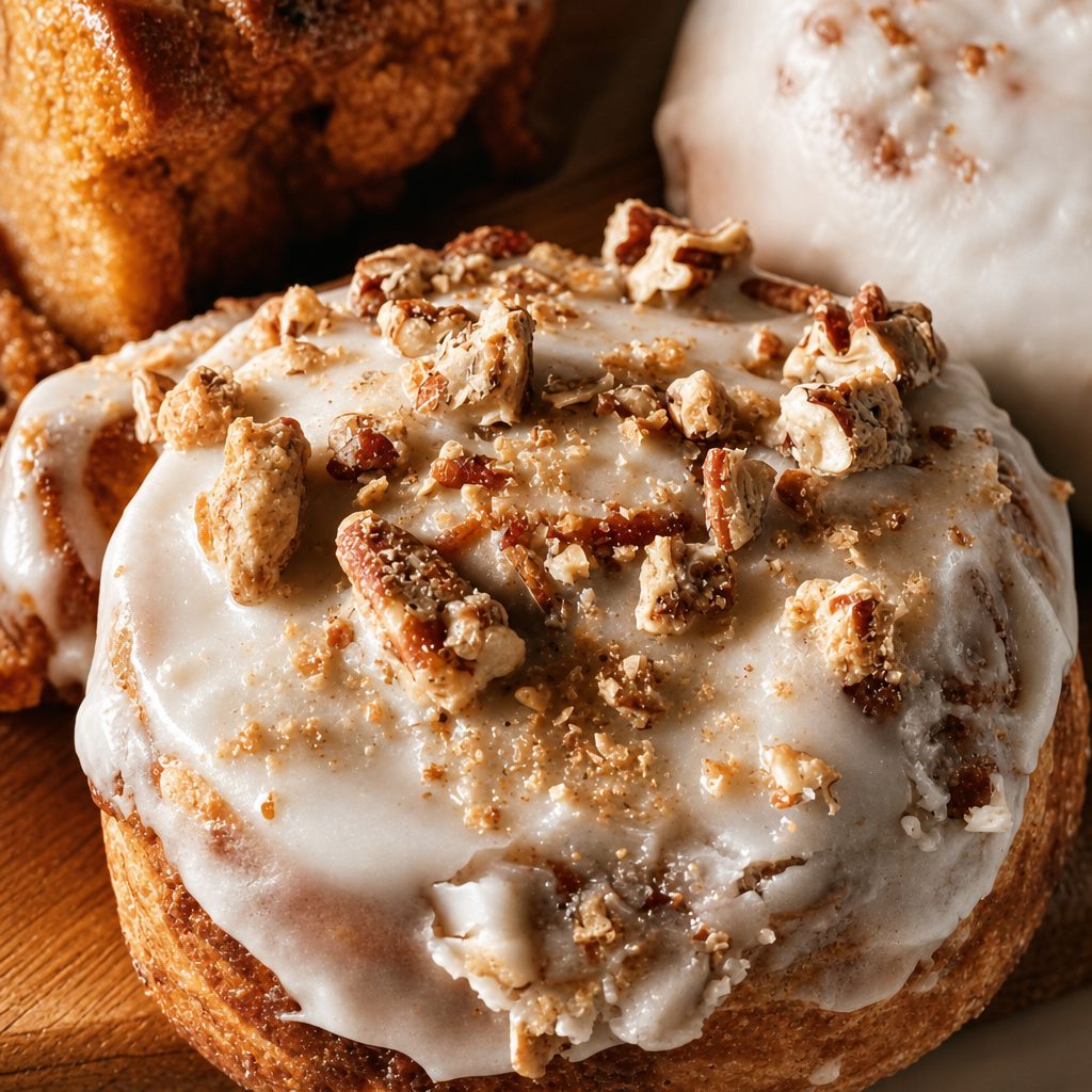 CINNIMAON ROLL WITH PECANS.